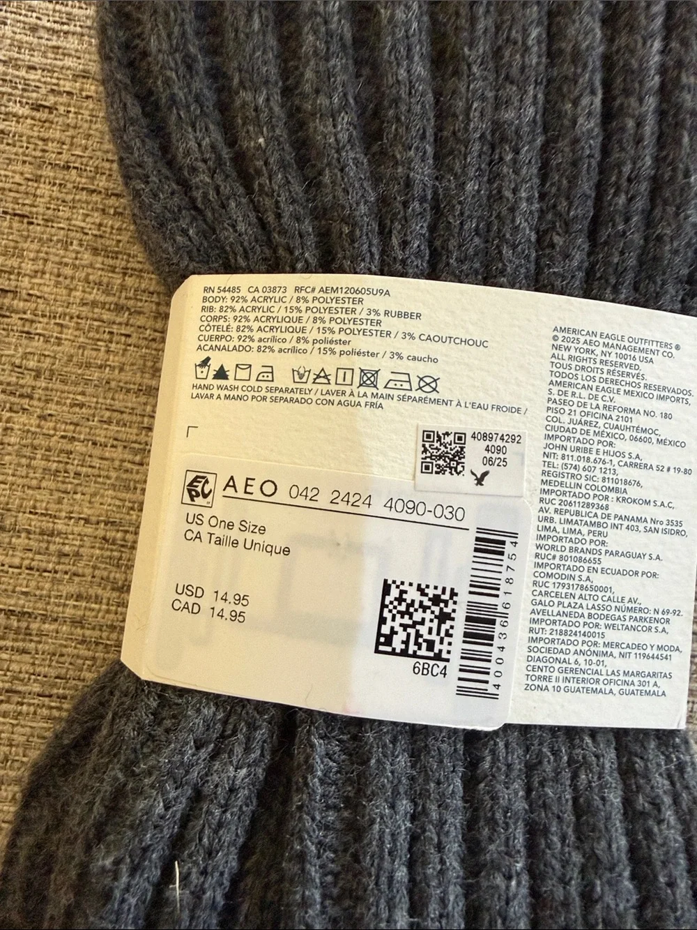 American Eagle Outfitters Charcoal Ribbed Leg Warmers